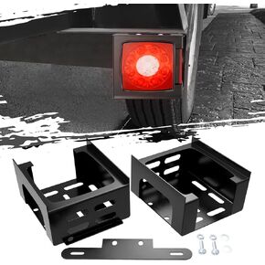 Pair Square Trailer Tail Light Mounting Box & License Plate Bracket with Screws Left Right Guard Cover Heavy Duty Steel (Offer Protection for Lights) for Trailers Under 80" Boat Truck Marine Camper RV