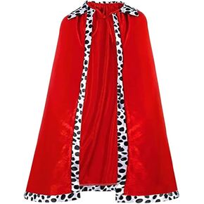 Red King Robe Queen Robe Mardi Gras Cape Cosplay Costume Stage Performances Royal Cape Dress Up Cape for Halloween Costume Party Accessory
