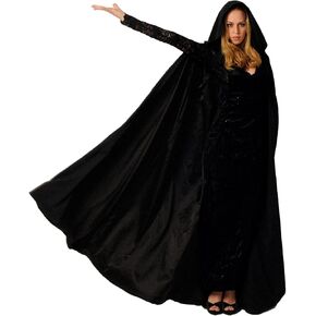 Halloween Cloak, Hooded Cape Cosplay Costume Unisex Robe Velvet Cloak