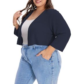 Plus Size Shrugs for Women Cropped Cardigan Knit Sweaters Open Front Bolero