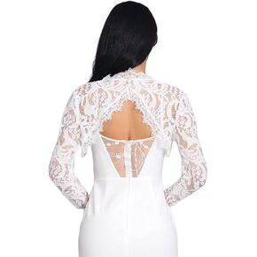 Unicra Wedding Bride Lace Shrugs for Women Lace Bolero Jackets for Evening Dresses Long Sleeves Bolero Shrugs Top for Dresses