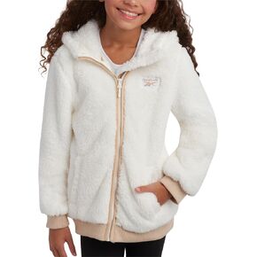 Reebok Girls’ Fleece Jacket – Full Zip Faux Fur Teddy Coat – Sherpa Fleece Hooded Sweatshirt Jacket for Girls (7-16)