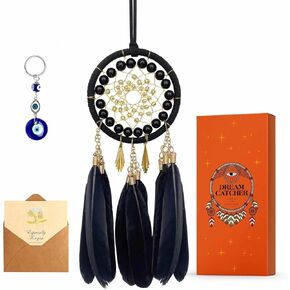 Handmade Small Dream Catcher Black for Car Rear View Mirror Accessories, Jiyamony Hanging Ornaments Car Mirror Hanging Accessories Ornament Decor
