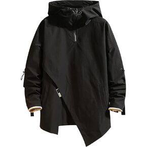GURUNVANI Men’s Hooded Windbreaker Jacket Zip Up Patchwork Hoodie Anorak