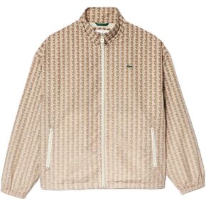 Lacoste Men's Long Sleeve Aop L Full Zip Hoodless Blouson Jacket W/Arm Stripes & Large Croc Back Graphic, Tbd, L/XL