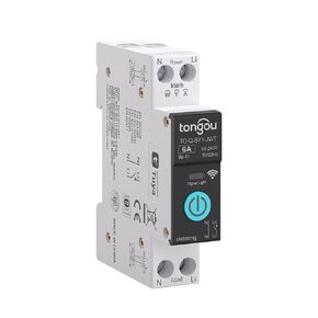 DIY 1P+N Smart Wi-Fi Switch, Work with Alexa and Google Assistant for Voice Control, 50A with Energy Monitor, Smart Life/Tuya APP Remote Control, Timer Functions, DIN Rail Mounted,FCC Certified