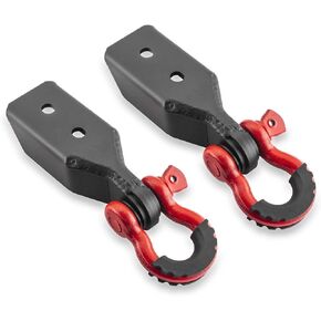 WeiSen Front Tow Hook Shackle Brackets w/ 3/4inch Shackle Mount Kit Compatible with Toyota Tundra 2007-2021(Red)