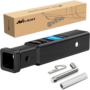 Nilight Trailer Hitch Receiver Extender Adapter Reducer 2 to 1-1/4 Inch Hitch Adapter 6-4/5 inch Extension Sleeve Convertor 350Lbs with 1/2-Inch Diameter Pin and Clip with 5/8-Inch Adapter
