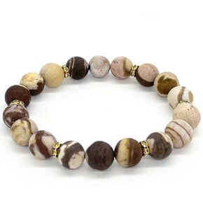ARTSY Crafts Natural Zebra Stone Beads Bracelet, Zebra Crystal Gemstone Healing Chakra Bracelet Men Women Stress Relief Energy Money Wealth Abundance Feng Shui Beaded Bracelets (Zebra + Firefly Bead)