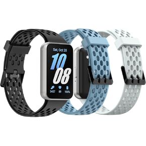 TiMOVO 3pack Sport Band Compatible with Samsung Galaxy Fit 3, Soft Silicone Adjustable Band with Airflow Orifice for Men and Women,Nebula Pink+Purple+White