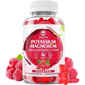 Potassium Magnesium Supplement Gummies, Potassium Gummies for Adults Kids, High Absorption Magnesium Glycinate for Leg Cramps & Immune Health, Sugar-Free, Vegan Mixed Flavors, 60 Count in Saudi Arabia