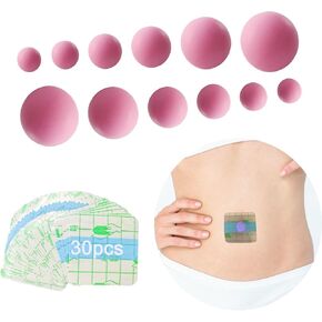 12PCS Ball-Shape Belly Button Plug Post Tummy Tuck Silicone Belly Button Trainer Tummy Tuck for Liposuction（6 Different Sizes, 2 of Each + 30pcs Tape Pink