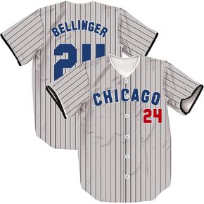 24/17/50 Stripes Baseball Jersey Short Sleeve Button Shirts for Fans