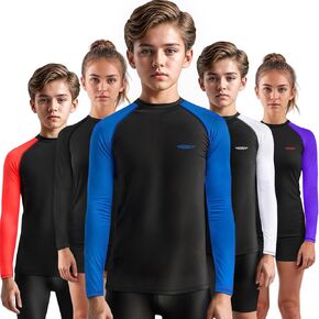Exxact Sports Kids BJJ Rash Guard Long Sleeve, Ranked No Gi Jiu Jitsu Compression Shirt for Boys & Girls for MMA, Wrestling