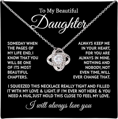To My Daughter Necklace From Dad, Love Knot Necklace, Daughter Gift From Dad, Daughter Necklace Birthday Christmas Gifts For Daughter From Dad, Father Daughter Necklace, Jewelry Gifts For Daugther in Saudi Arabia