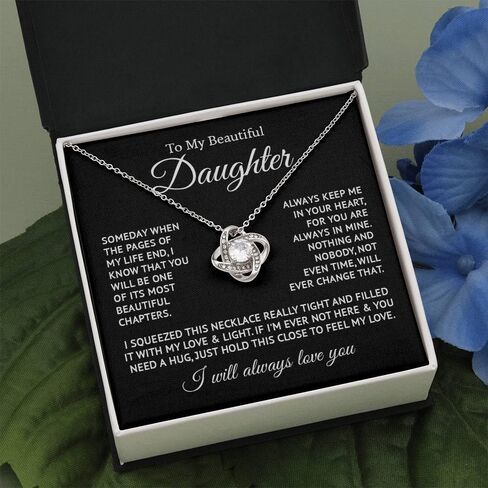 To My Daughter Necklace From Dad, Love Knot Necklace, Daughter Gift From Dad, Daughter Necklace Birthday Christmas Gifts For Daughter From Dad, Father Daughter Necklace, Jewelry Gifts For Daugther in Saudi Arabia