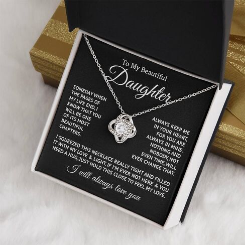 To My Daughter Necklace From Dad, Love Knot Necklace, Daughter Gift From Dad, Daughter Necklace Birthday Christmas Gifts For Daughter From Dad, Father Daughter Necklace, Jewelry Gifts For Daugther in Saudi Arabia