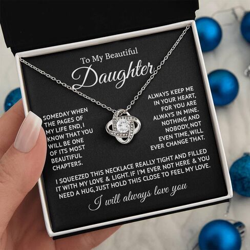 To My Daughter Necklace From Dad, Love Knot Necklace, Daughter Gift From Dad, Daughter Necklace Birthday Christmas Gifts For Daughter From Dad, Father Daughter Necklace, Jewelry Gifts For Daugther in Saudi Arabia