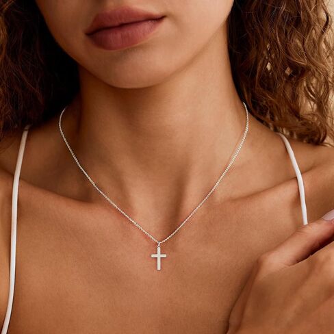 Cross Necklace for Women, Small 14K Gold Plated Cross Pendant Necklace Dainty Gold Cross Necklace Cute Cross Choker Necklace Simple Gold Charm Necklace for Women Trendy Jewelry Gifts in Saudi Arabia