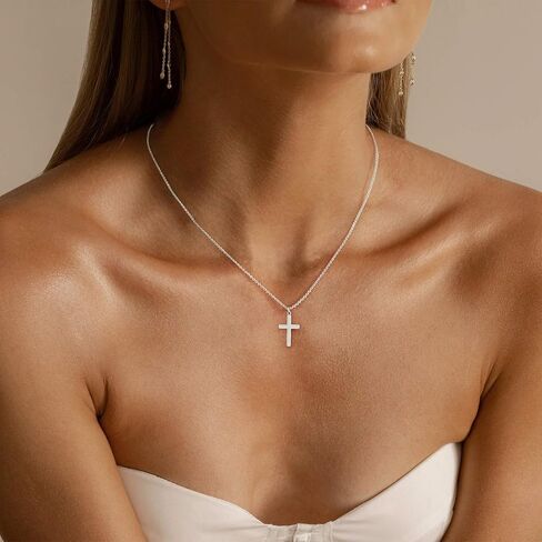Cross Necklace for Women, Small 14K Gold Plated Cross Pendant Necklace Dainty Gold Cross Necklace Cute Cross Choker Necklace Simple Gold Charm Necklace for Women Trendy Jewelry Gifts in Saudi Arabia
