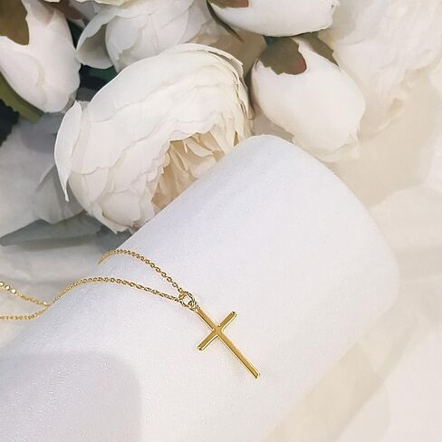 Layered Necklaces for Women Gold Plated 14K Dainty Cross Chain Trendy Pearl Choker Satellite Charm Small Crucifix Pendant Gold Necklace Stack Non Tarnish Hypoallergenic Delicate Gift for Women in Saudi Arabia