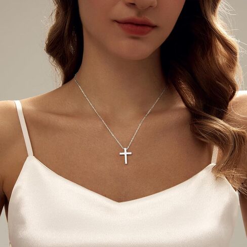 Layered Necklaces for Women Gold Plated 14K Dainty Cross Chain Trendy Pearl Choker Satellite Charm Small Crucifix Pendant Gold Necklace Stack Non Tarnish Hypoallergenic Delicate Gift for Women in Saudi Arabia