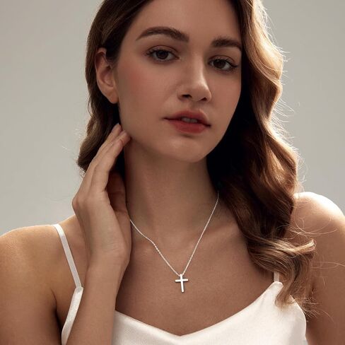 Layered Necklaces for Women Gold Plated 14K Dainty Cross Chain Trendy Pearl Choker Satellite Charm Small Crucifix Pendant Gold Necklace Stack Non Tarnish Hypoallergenic Delicate Gift for Women in Saudi Arabia