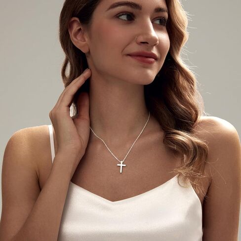 Layered Necklaces for Women Gold Plated 14K Dainty Cross Chain Trendy Pearl Choker Satellite Charm Small Crucifix Pendant Gold Necklace Stack Non Tarnish Hypoallergenic Delicate Gift for Women in Saudi Arabia