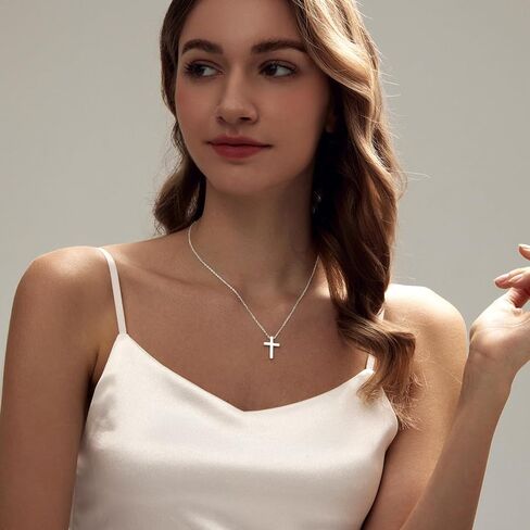 Layered Necklaces for Women Gold Plated 14K Dainty Cross Chain Trendy Pearl Choker Satellite Charm Small Crucifix Pendant Gold Necklace Stack Non Tarnish Hypoallergenic Delicate Gift for Women in Saudi Arabia