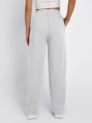 Trendy Queen Wide Leg Sweatpants Women Fashion High Waisted Baggy Flared Pants Loose Fit Athletic Joggers with Pockets in Saudi Arabia