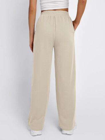 Trendy Queen Wide Leg Sweatpants Women Fashion High Waisted Baggy Flared Pants Loose Fit Athletic Joggers with Pockets in Saudi Arabia