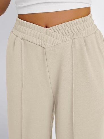 Trendy Queen Wide Leg Sweatpants Women Fashion High Waisted Baggy Flared Pants Loose Fit Athletic Joggers with Pockets in Saudi Arabia