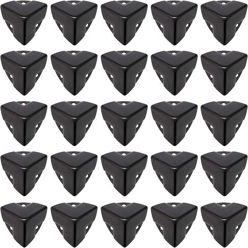 20pcs Black Corner Brace Decorative Protectors Wrap Angle Edge Guard Cover Brackets 27mm for Wooden Case Trunk Box Flightcases (1.1"×1.1"×1.1") in Saudi Arabia