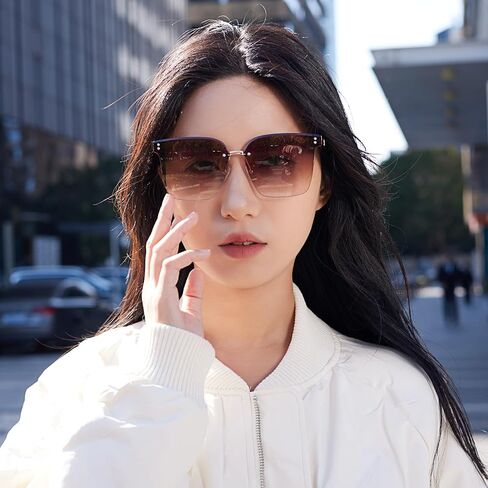 نظارات شمسية للنساء، نظارات بدون إطار للنساء نظارات شمسية شفافة بدون إطار كبيرة الحجم للقيادة in Saudi Arabia