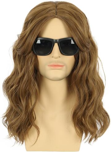 كارليري كاليفورنيا 80s الروك شعر مستعار الرجال النساء طويل مجعد أشقر فاتح زي الهالوين شعر مستعار أنيمي in Kuwait