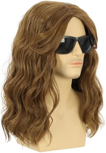 كارليري كاليفورنيا 80s الروك شعر مستعار الرجال النساء طويل مجعد أشقر فاتح زي الهالوين شعر مستعار أنيمي in Kuwait