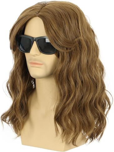 كارليري كاليفورنيا 80s الروك شعر مستعار الرجال النساء طويل مجعد أشقر فاتح زي الهالوين شعر مستعار أنيمي in Kuwait