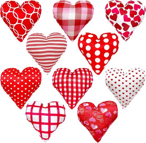 YIXAXKAO 10 Pieces 5 Inches Valentines Stuffed Fabric Hearts Conversation Hearts Stuffed Plush Hearts Farmhouse Rustic Heart Ornaments Heart Decoration for Valentine’s Day Bowl Fillers in Saudi Arabia