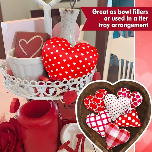 YIXAXKAO 10 Pieces 5 Inches Valentines Stuffed Fabric Hearts Conversation Hearts Stuffed Plush Hearts Farmhouse Rustic Heart Ornaments Heart Decoration for Valentine’s Day Bowl Fillers in Saudi Arabia