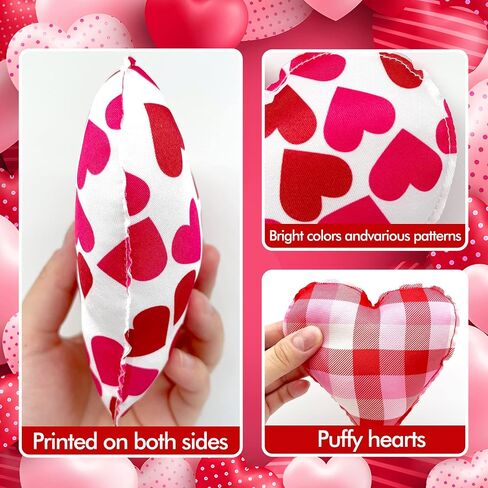 YIXAXKAO 10 Pieces 5 Inches Valentines Stuffed Fabric Hearts Conversation Hearts Stuffed Plush Hearts Farmhouse Rustic Heart Ornaments Heart Decoration for Valentine’s Day Bowl Fillers in Saudi Arabia