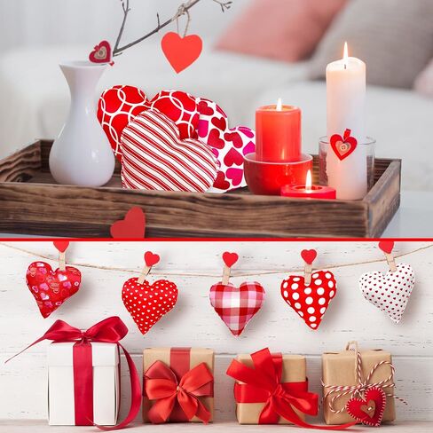 YIXAXKAO 10 Pieces 5 Inches Valentines Stuffed Fabric Hearts Conversation Hearts Stuffed Plush Hearts Farmhouse Rustic Heart Ornaments Heart Decoration for Valentine’s Day Bowl Fillers in Saudi Arabia