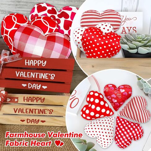YIXAXKAO 10 Pieces 5 Inches Valentines Stuffed Fabric Hearts Conversation Hearts Stuffed Plush Hearts Farmhouse Rustic Heart Ornaments Heart Decoration for Valentine’s Day Bowl Fillers in Saudi Arabia