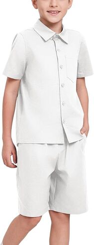 قمصان زي مدرسي للأولاد من blbean طقم شورتات شبه رسمية مقاس 6-15 سنة in Kuwait