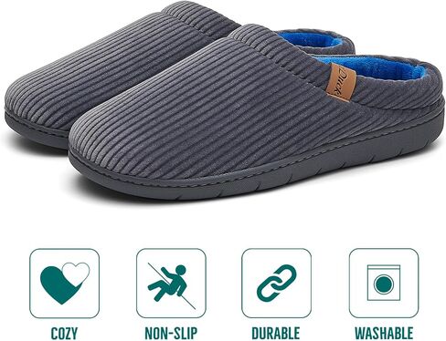 Men's Two-Tone Slippers with Arch Support Slip-On Warm House Shoes Cozy Memory Foam Indoor/Outdoor Breathable Slipper in Saudi Arabia