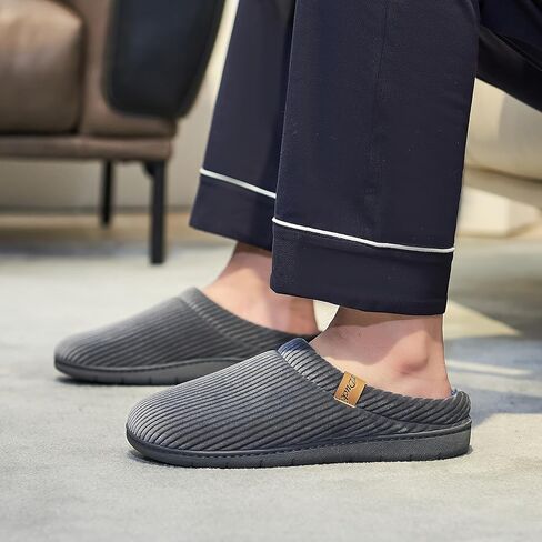 Men's Two-Tone Slippers with Arch Support Slip-On Warm House Shoes Cozy Memory Foam Indoor/Outdoor Breathable Slipper in Saudi Arabia