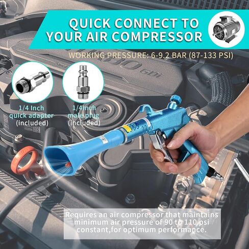 Air Blow Gun Car Detailing Interior Car Cleaning Gun Car Dryer Air Blower for Car Detailing Air Gun Car Dust Cleaner Air Compressor Blower Gun with Nozzle and Auto Detailing Dusting Brush in Saudi Arabia