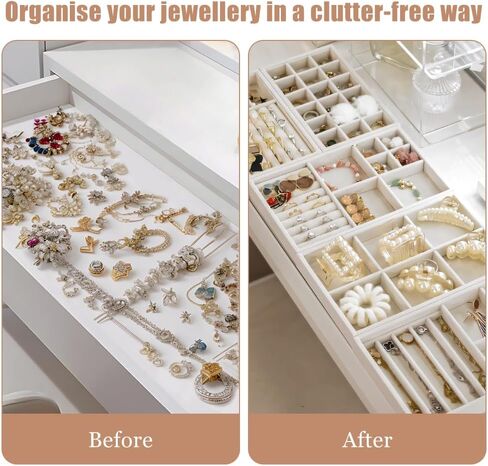 10 Pack Jewelry Trays for Drawers,Stackable Jewelry Drawer Organizers Storage Display,Velvet Jewelry Organizer Inserts Drawers Ring Earring Holder,Perfect Women Gifts Fit in Wardrobe Dresser in Saudi Arabia