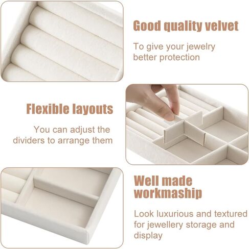 10 Pack Jewelry Trays for Drawers,Stackable Jewelry Drawer Organizers Storage Display,Velvet Jewelry Organizer Inserts Drawers Ring Earring Holder,Perfect Women Gifts Fit in Wardrobe Dresser in Saudi Arabia