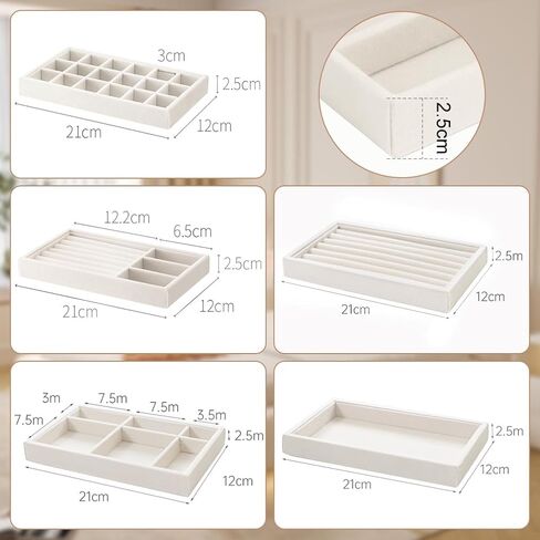 10 Pack Jewelry Trays for Drawers,Stackable Jewelry Drawer Organizers Storage Display,Velvet Jewelry Organizer Inserts Drawers Ring Earring Holder,Perfect Women Gifts Fit in Wardrobe Dresser in Saudi Arabia