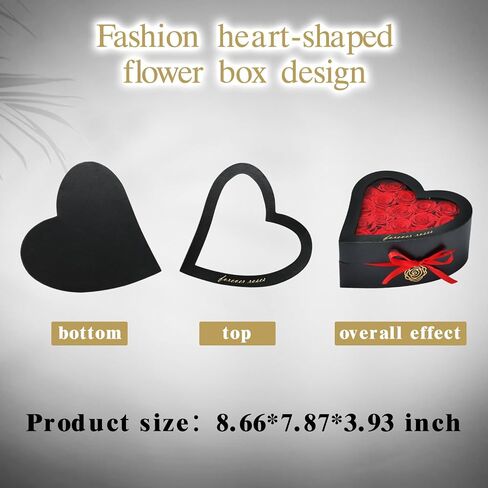 16-Piece Forever Roses, Heart-Shaped Box with a Curved Design, Forever Flowers, Grade A Quality-Preserved Roses, Preserved Flowers, Beautiful Rose for Christmas Mothers Day & Valentines Day in Saudi Arabia